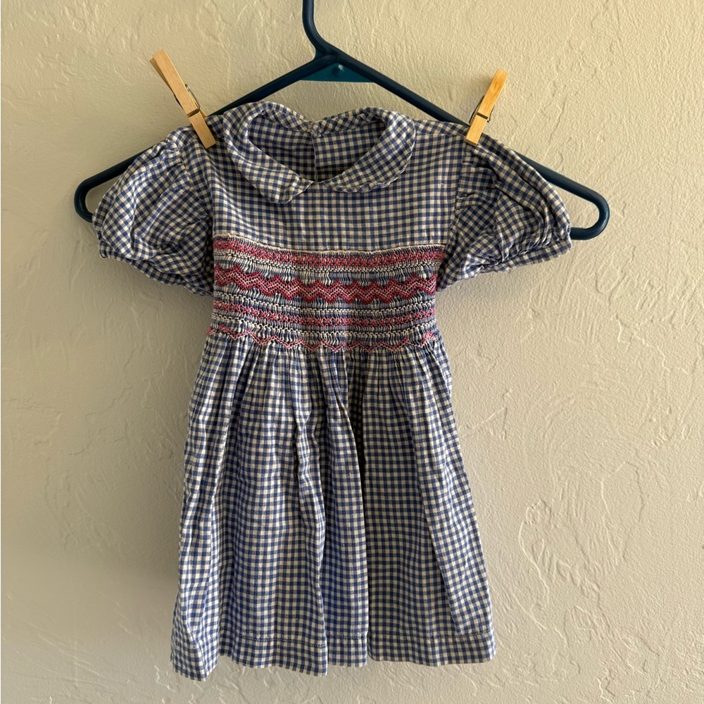 Vintage Blue and Pink Checkered Baby Dress